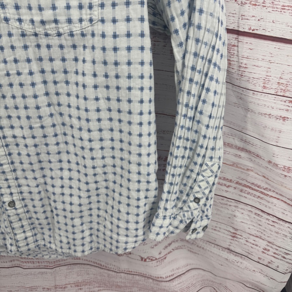 Carbon 2 Cobalt Shirt Mens XL White Blue Geometric Grid Cotton Button Down - Picture 6 of 10
